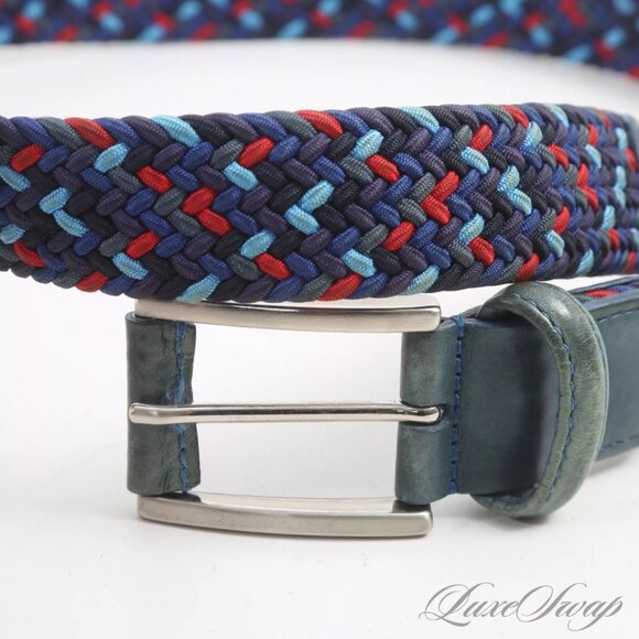$450 Authentic ANDERSON'S Made in ITALY Men's Multi-Colors Braided Belt Sz.36 - Picture 5 of 12